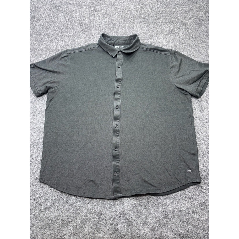 VRST Mens Short Sleeve Button Down Shirt Charcoal Grey Pique Performance XL